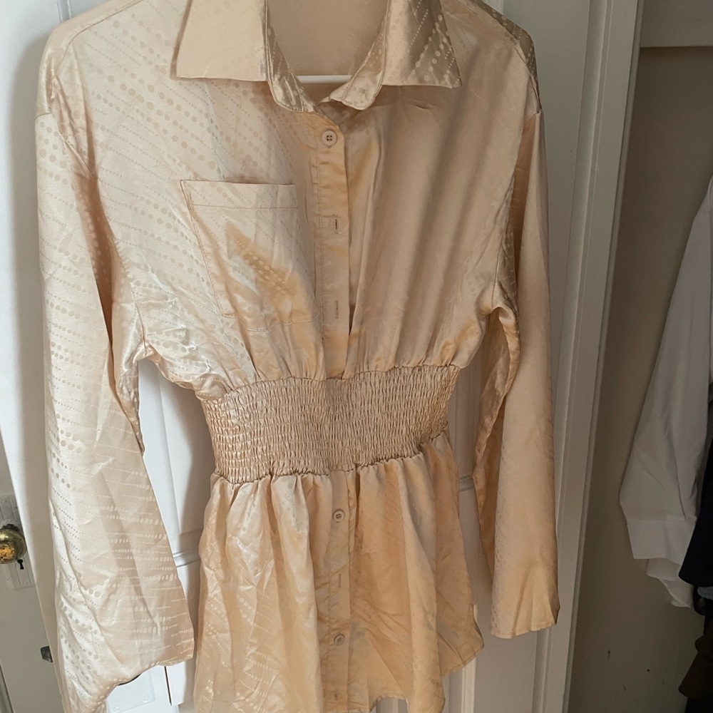 Cider Champagne Mini Silk Kimono Dress